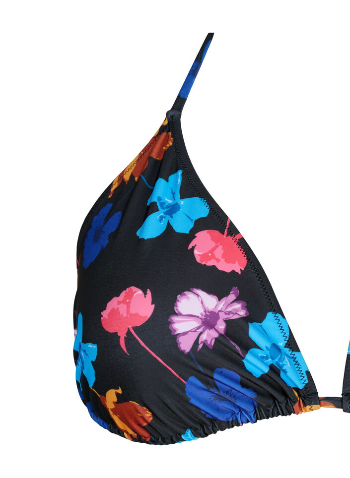 Driehoekige bikinitop met print, Zwart, Packshot image number 2