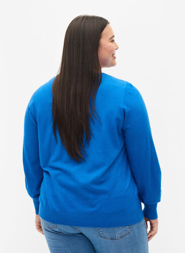 Pull en tricot de couleur unie avec nervures, Skydiver Mel., Model image number 1