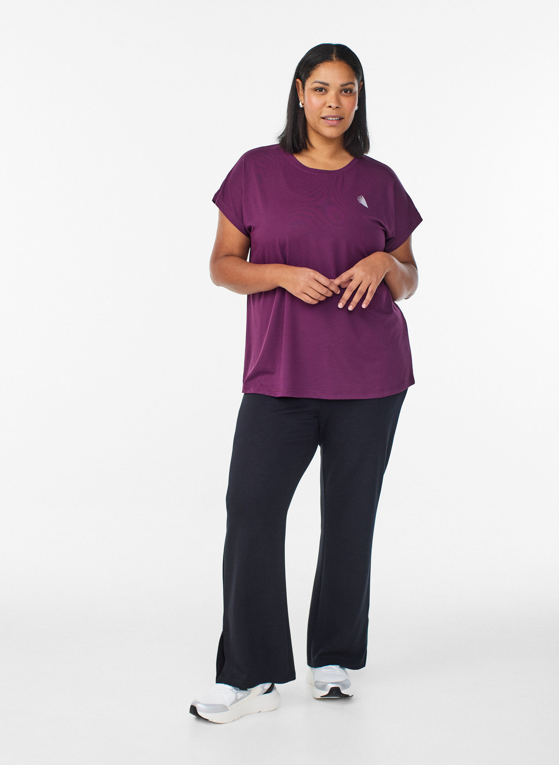 ZizziEffen gekleurd trainingsshirt, Paars, Model image number 1