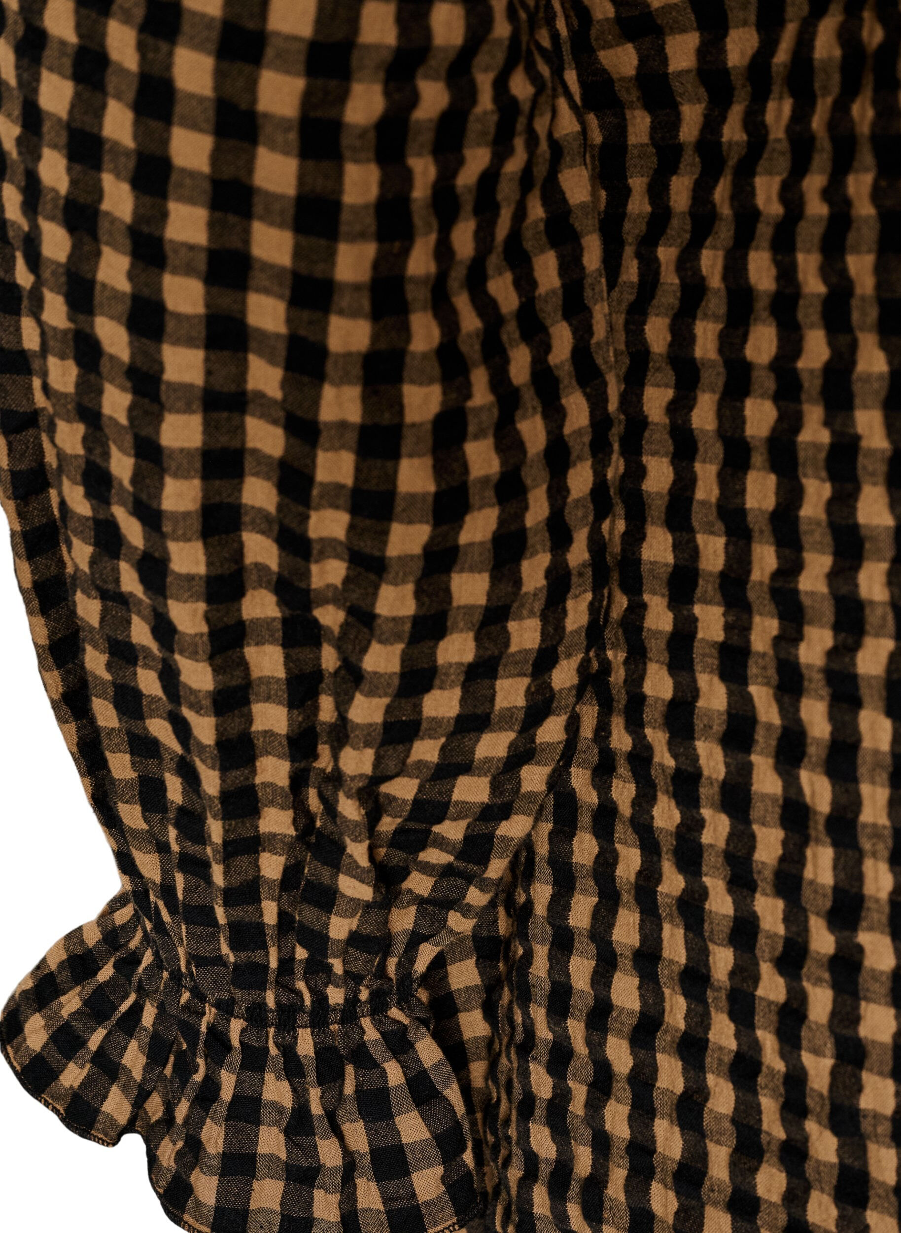 ZizziGeruite katoenen jurk met ruches, Bruin, Packshot image number 3