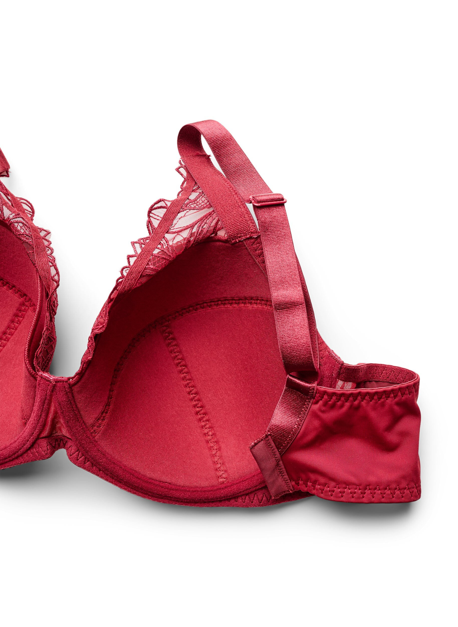 ZizziSoutien-gorge rembourr&eacute; en dentelle avec armatures, Rouge, Packshot image number 3