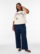 T-shirt met tekstprint en badges, Beige, Model image number 1