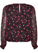Blouse fleurie en mousseline &agrave; manches transparentes, Noir, Packshot image number 1