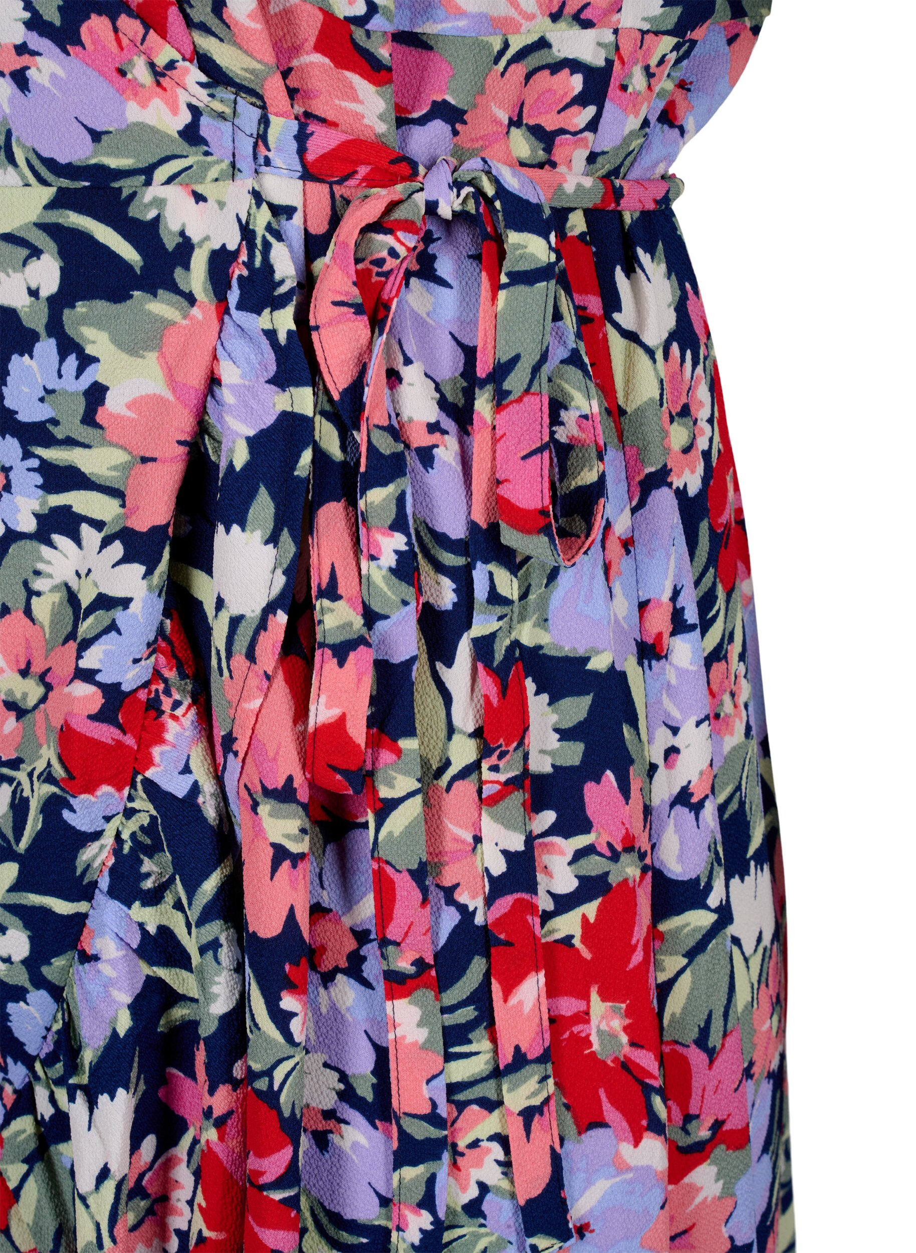 Zizzi Robe portefeuille florale &agrave; manches courtes, Bleu, Packshot image number 3