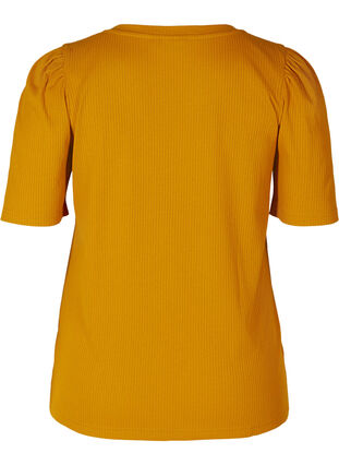 T-shirt côtelé à manches courtes bouffantes, Buckthorn Brown, Packshot image number 1