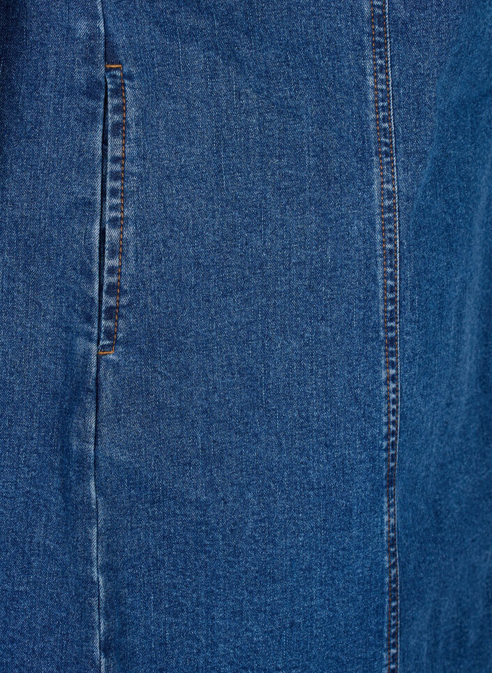Korte denim jurk met V-hals, Blauw, Packshot image number 3