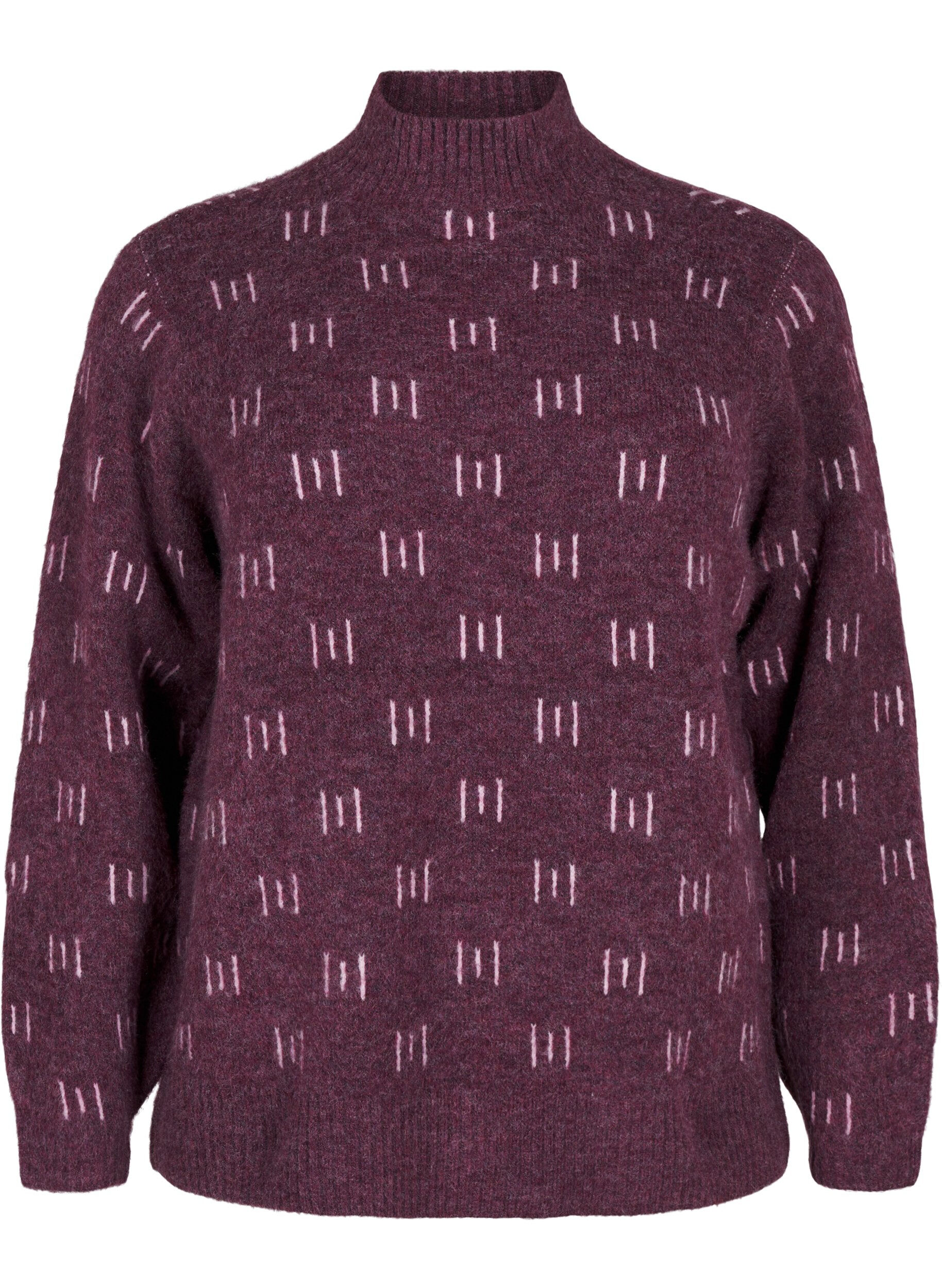 Zizzi Chemisier en tricot avec motif et col montant, Potent P. Mel. Comb, Packshot image number 0