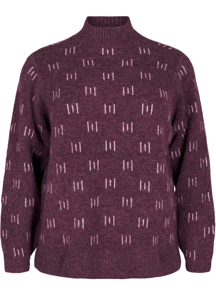 Chemisier en tricot avec motif et col montant, Potent P. Mel. Comb, Packshot image number 0