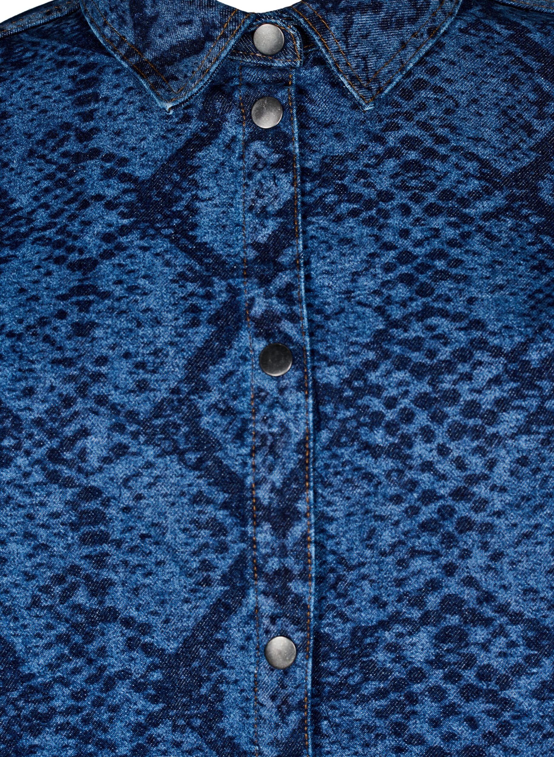ZizziLosse denimblouse met slangenprint, Blauw, Packshot image number 2