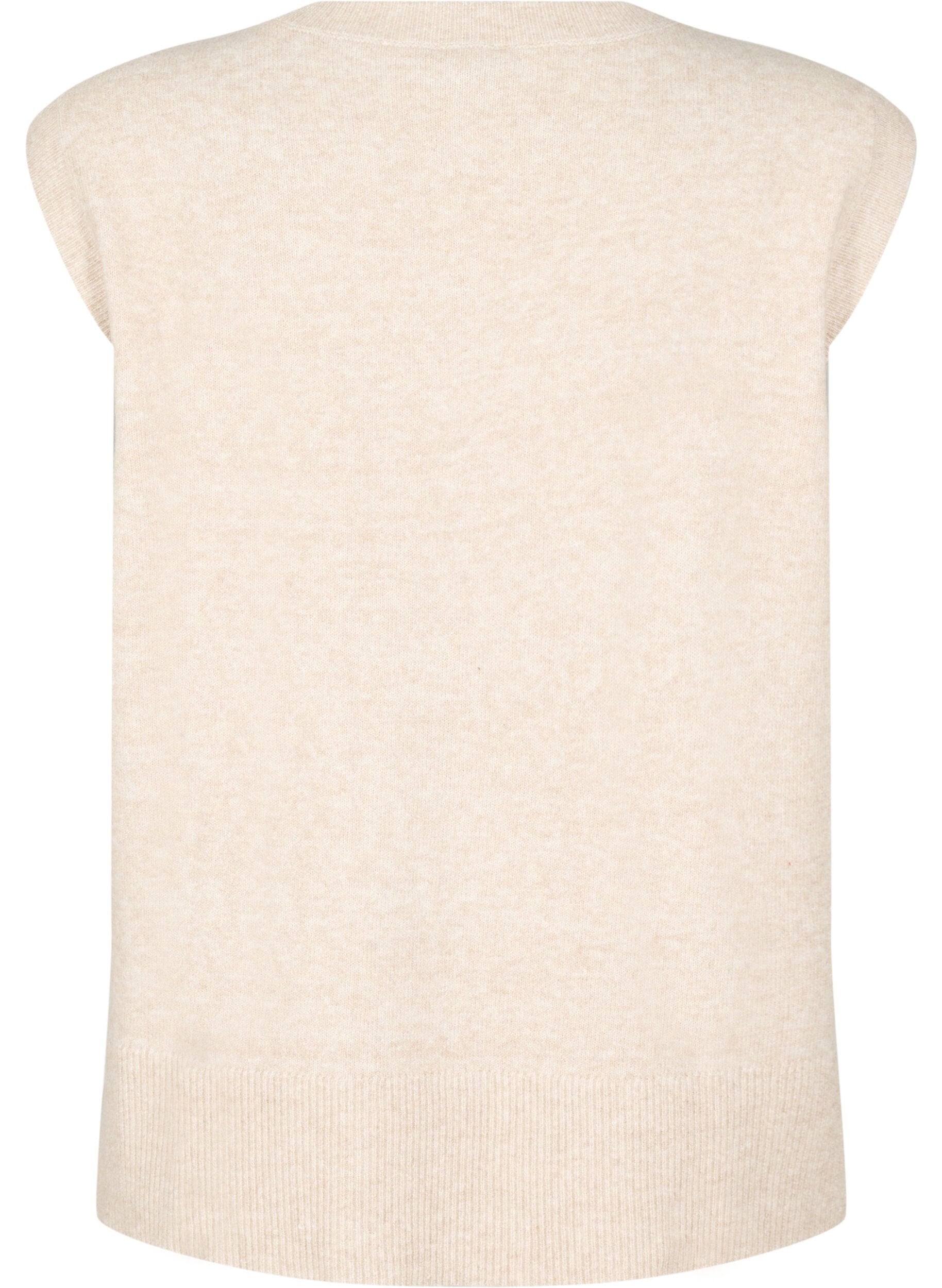 ZizziGilet tricot&eacute; avec bords c&ocirc;tel&eacute;s, Beige, Packshot image number 1