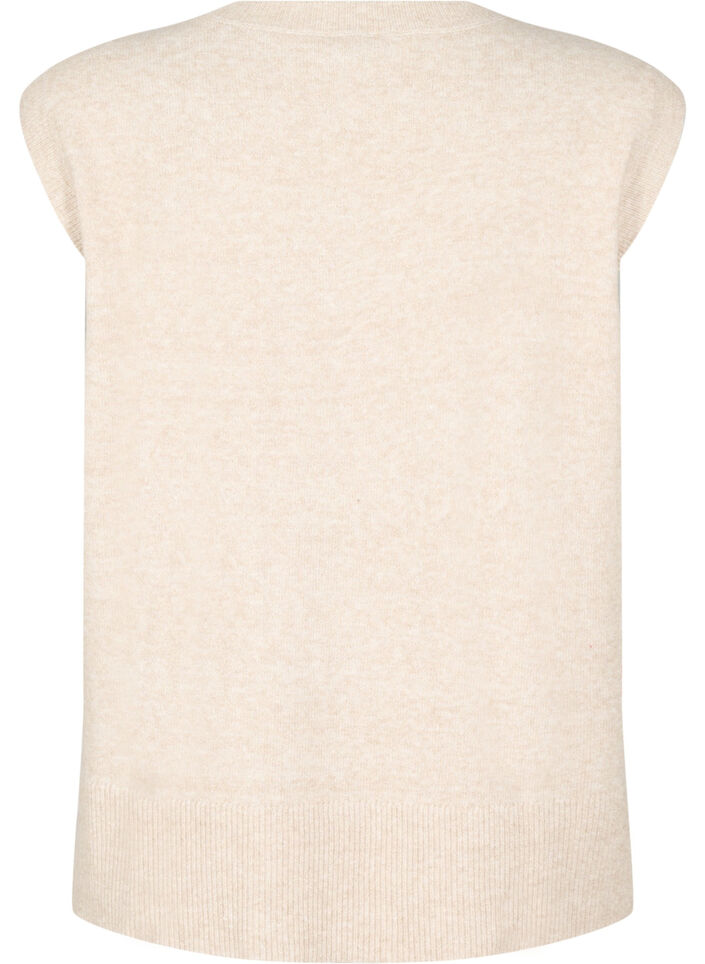 Gilet tricot&eacute; avec bords c&ocirc;tel&eacute;s, Beige, Packshot image number 1