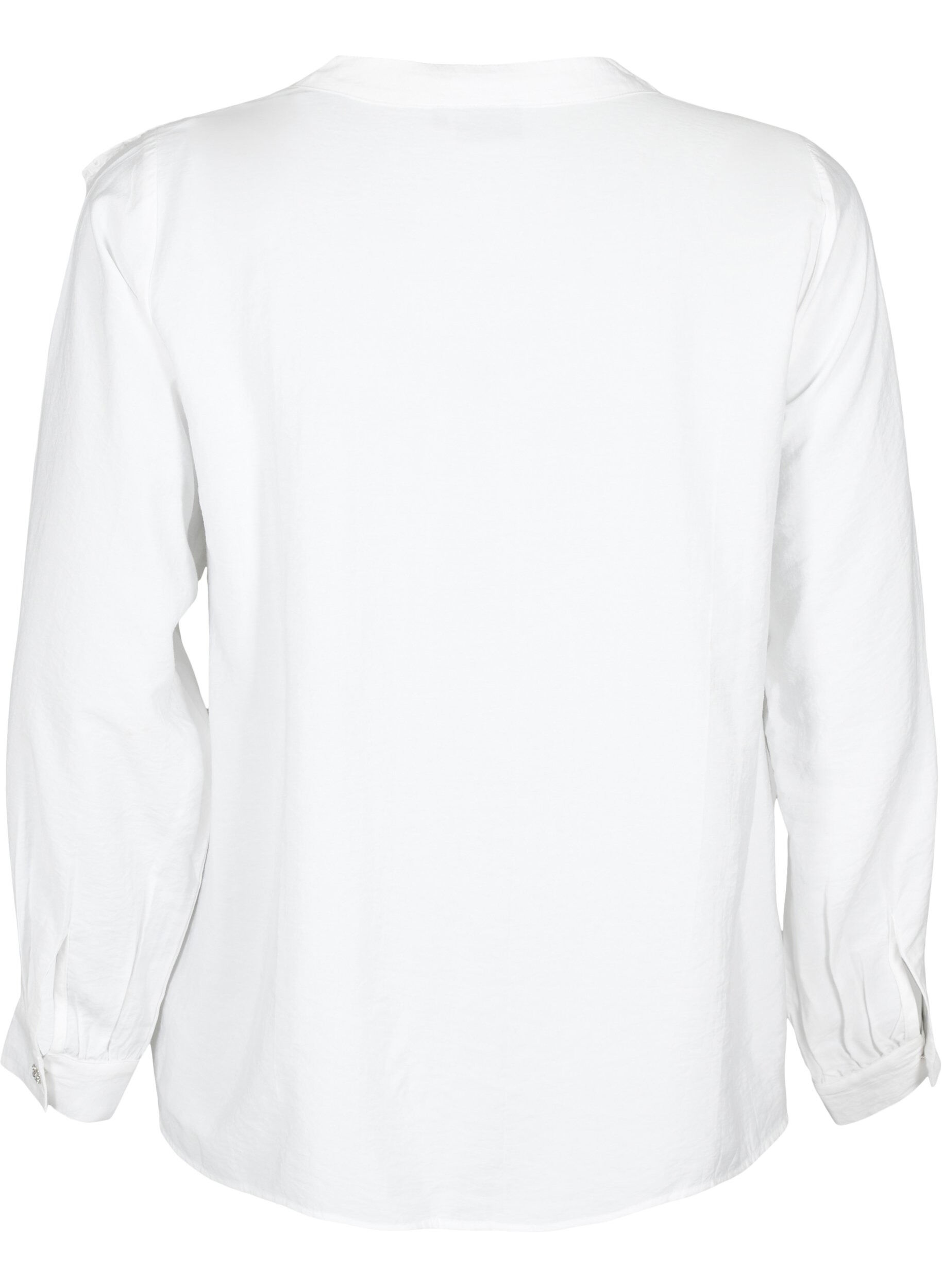 ZizziViscose overhemdblouse met ruches, Bright White, Packshot image number 1