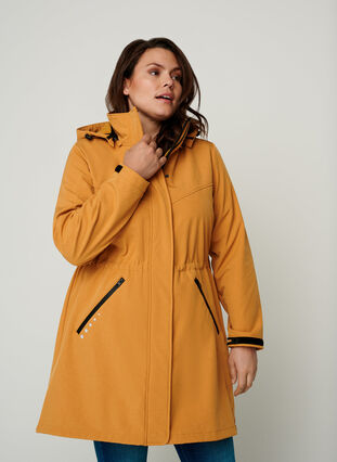 Veste Softshell longue à capuche, Spruce Yellow, Model image number 0