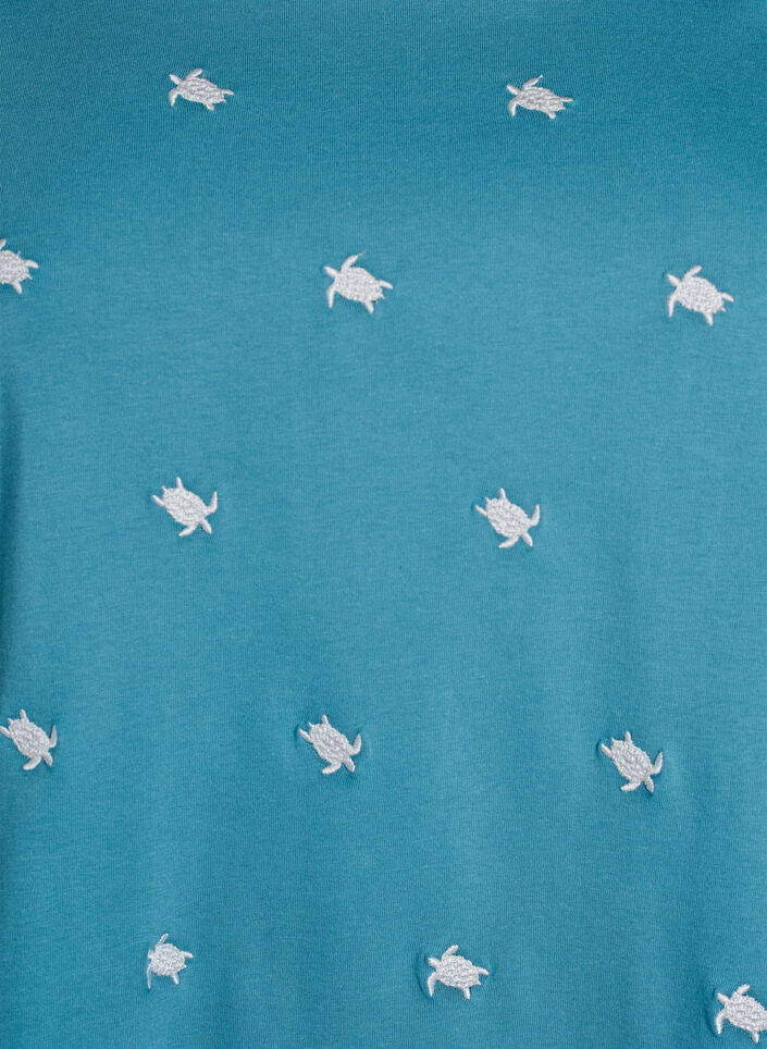 T-shirt en coton biologique avec motifs brod&eacute;s, Bleu, Packshot image number 2