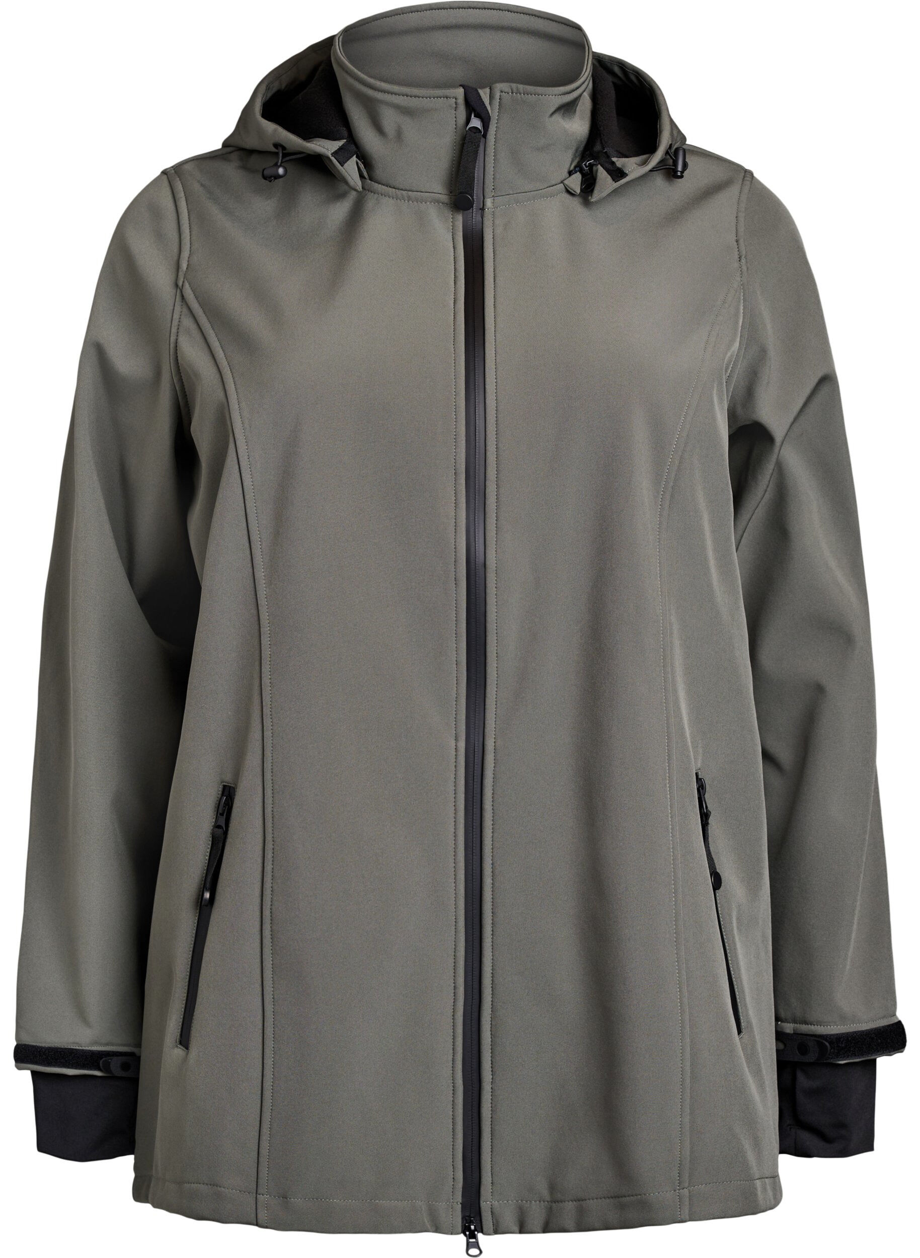 ZizziKorte softshell jas met afneembare capuchon, Grijs, Packshot image number 0