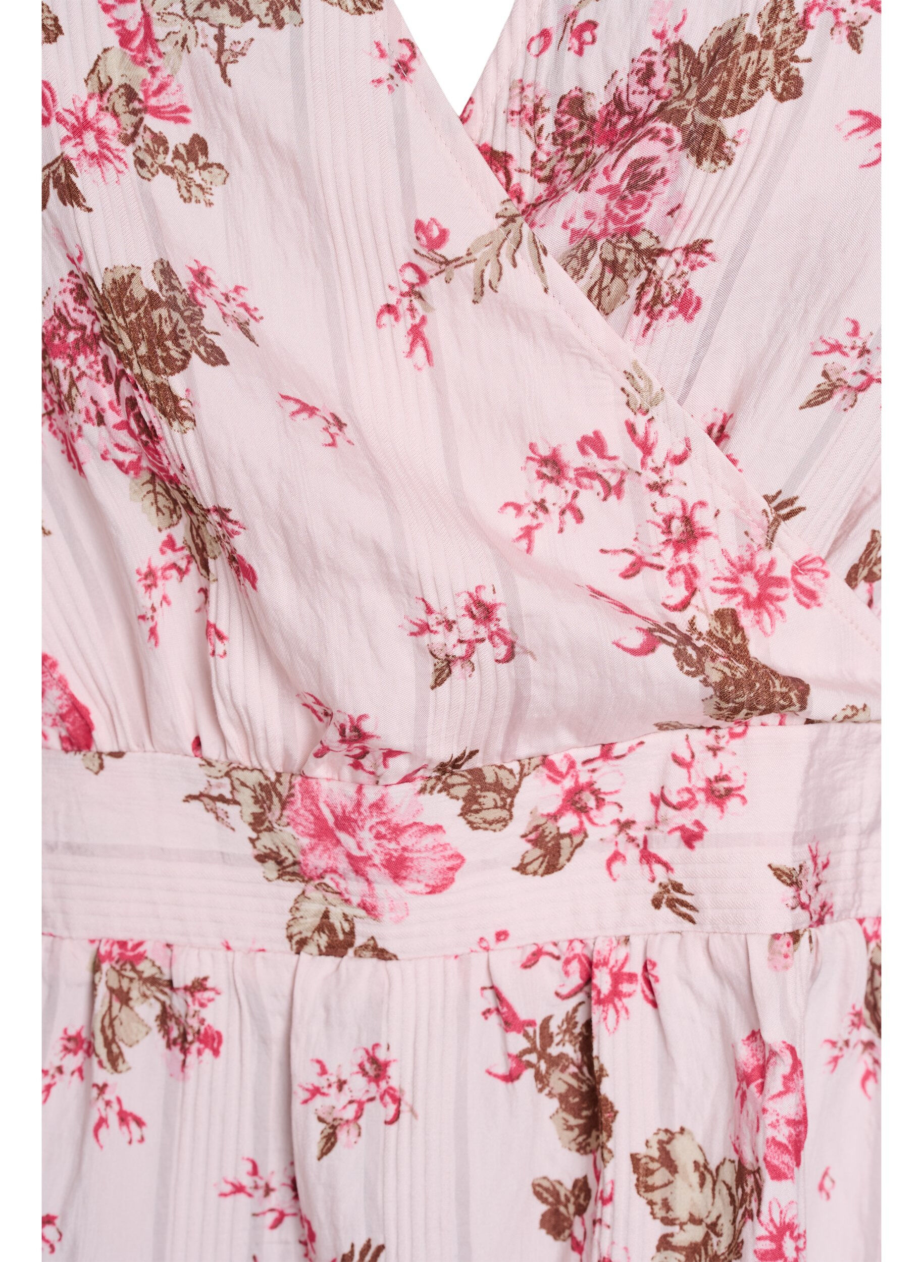 ZizziBloemenblouse met korte mouwen en gesmokte taille, Roze, Packshot image number 2