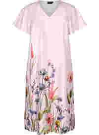 	 Taille jurk met bloemenprint en korte mouwen