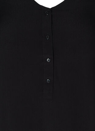 Viscose jurk met korte mouwen en knopen, Black, Packshot image number 2