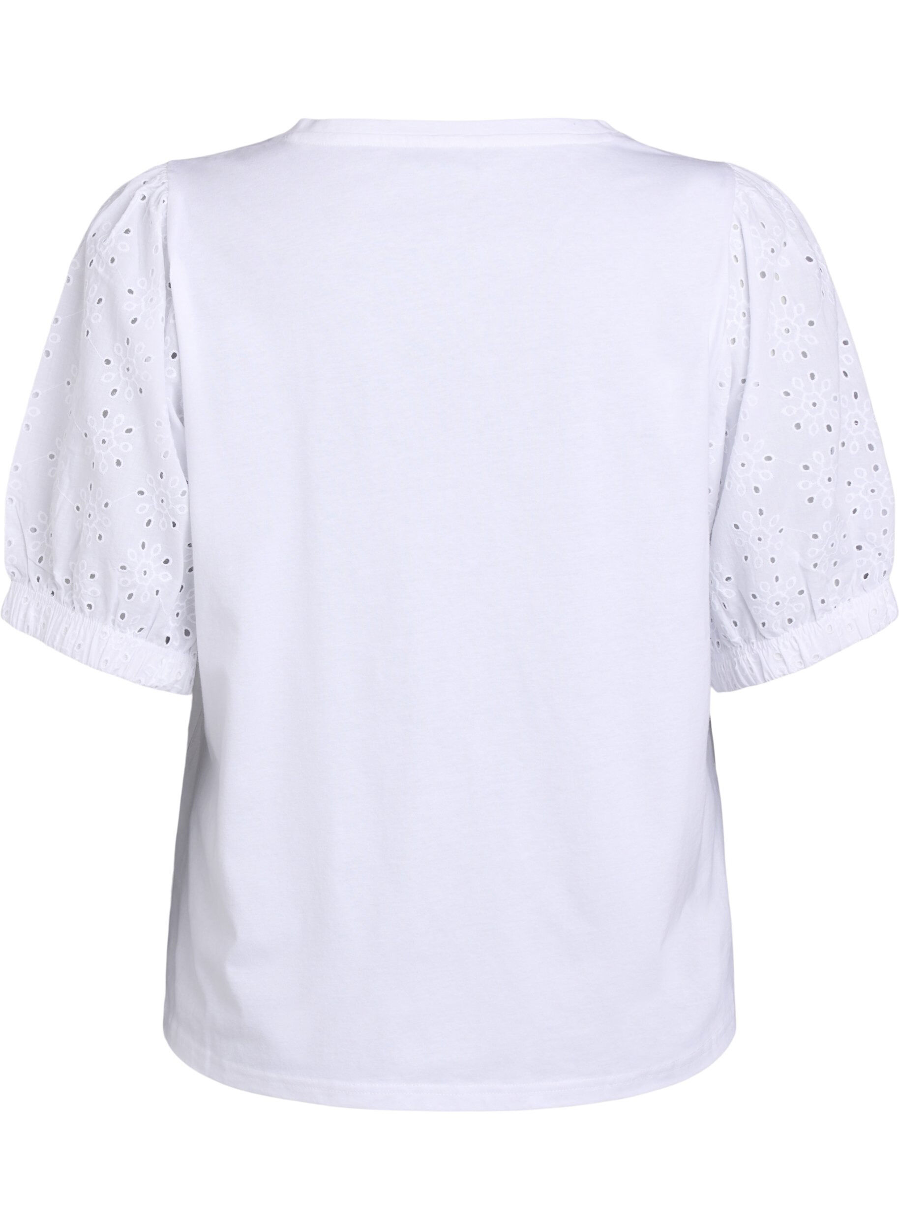 ZizziT-shirt met mouwen van broderie anglaise, Wit, Packshot image number 1