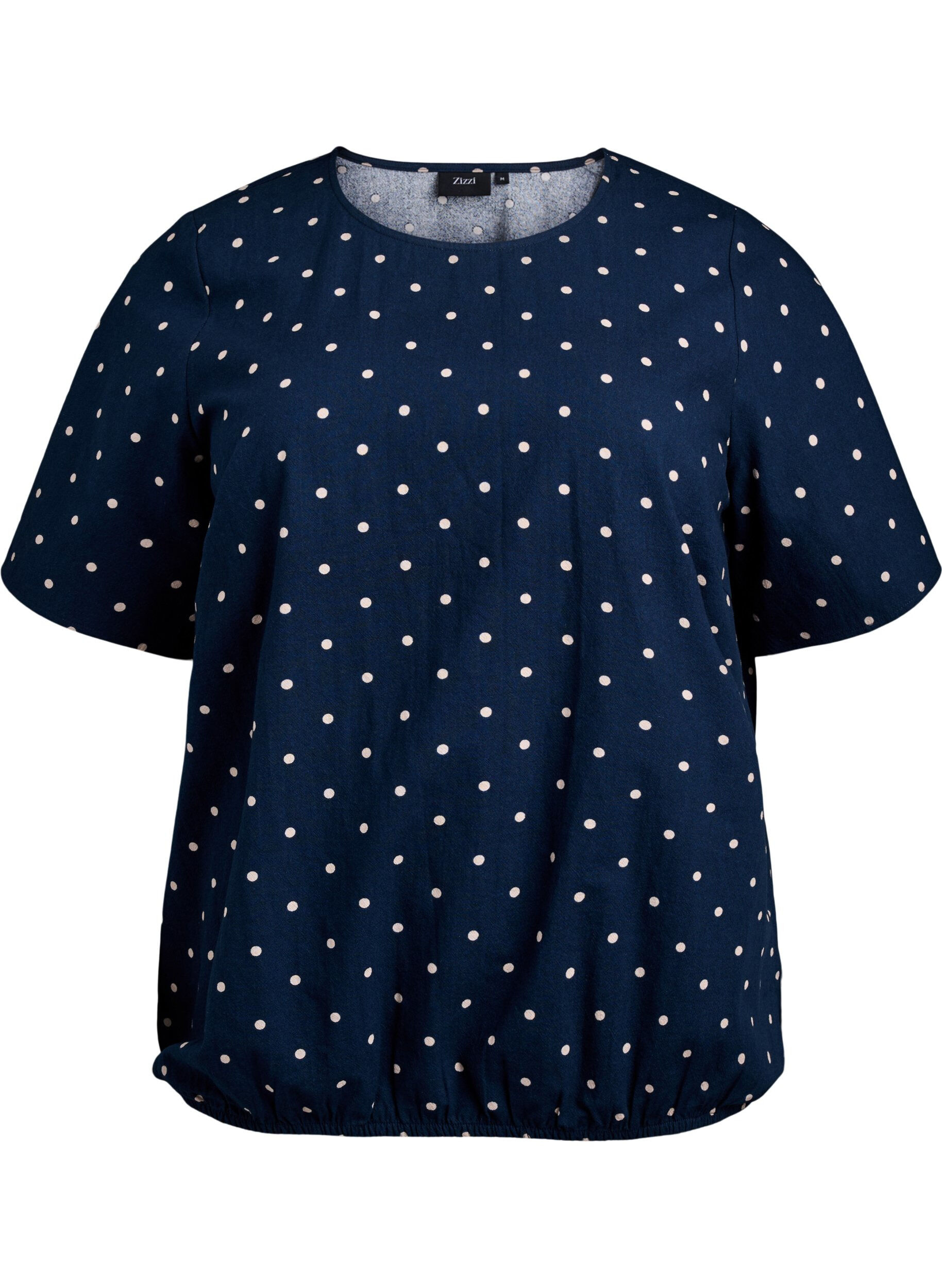ZizziKatoenen blouse met print en korte mouwen, Blauw, Packshot image number 0