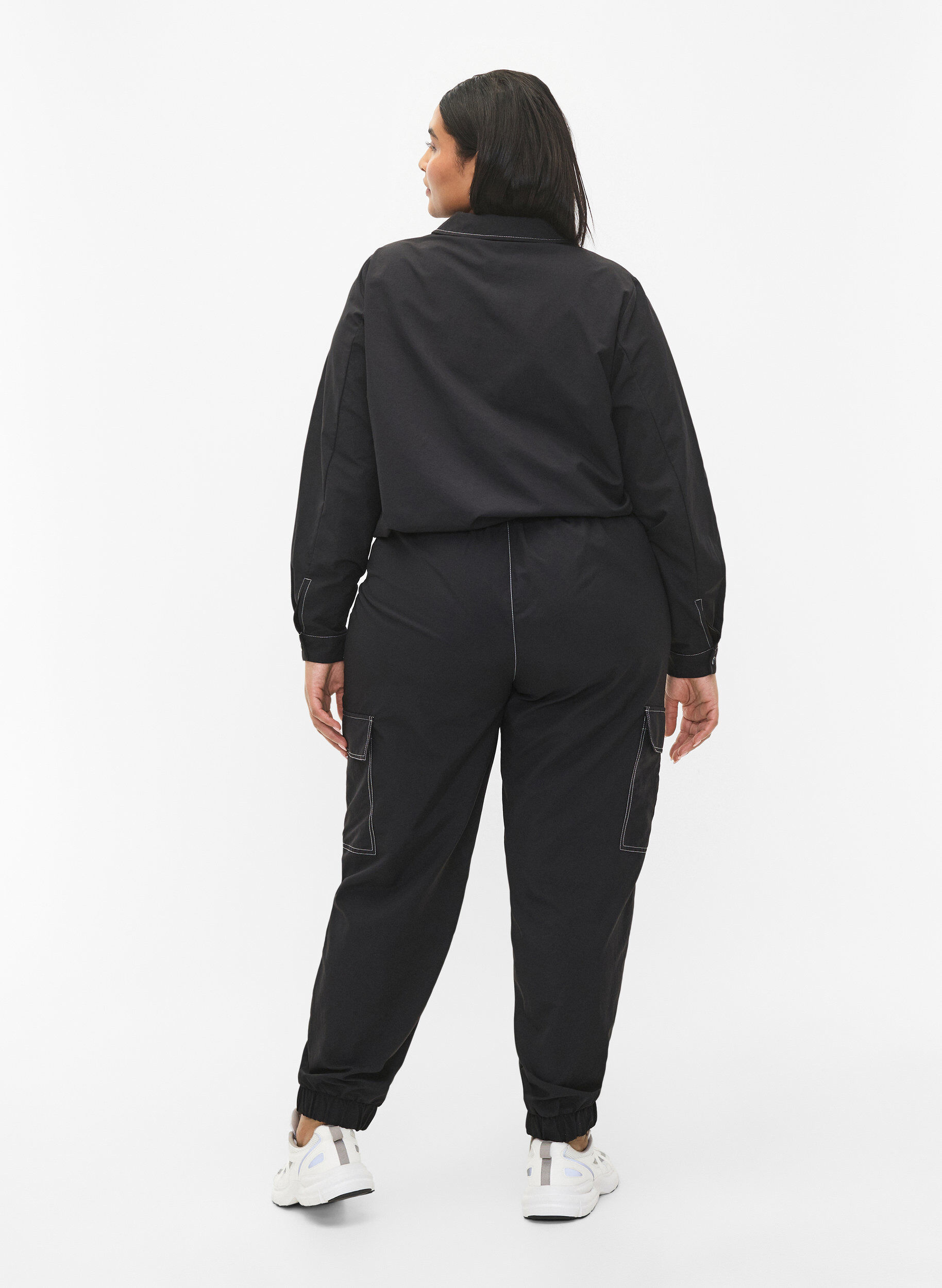 ZizziCargobroek met contrasterende stiksels, Black, Model image number 1