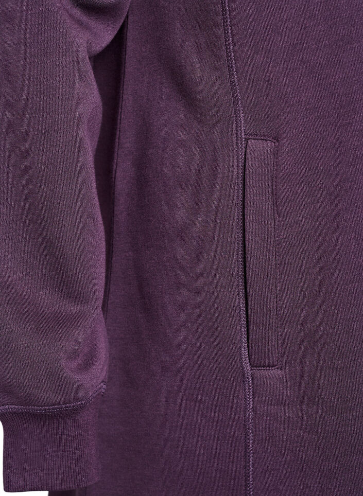 Kort sweatshirt jurk met hoge kraag en zakken, Paars, Packshot image number 3
