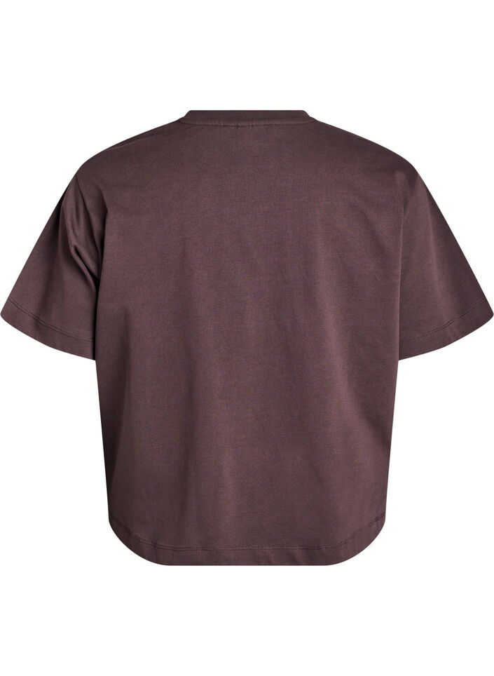 T-shirt boxy en coton, Marron, Packshot image number 1