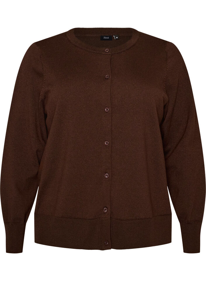 Fijngebreide vest met ronde hals, Bruin, Packshot image number 0