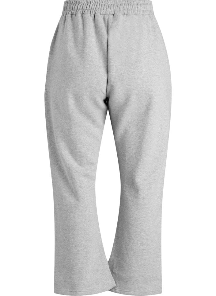 Joggingbroek met hoge taille en geborstelde binnenkant, Grijs, Packshot
