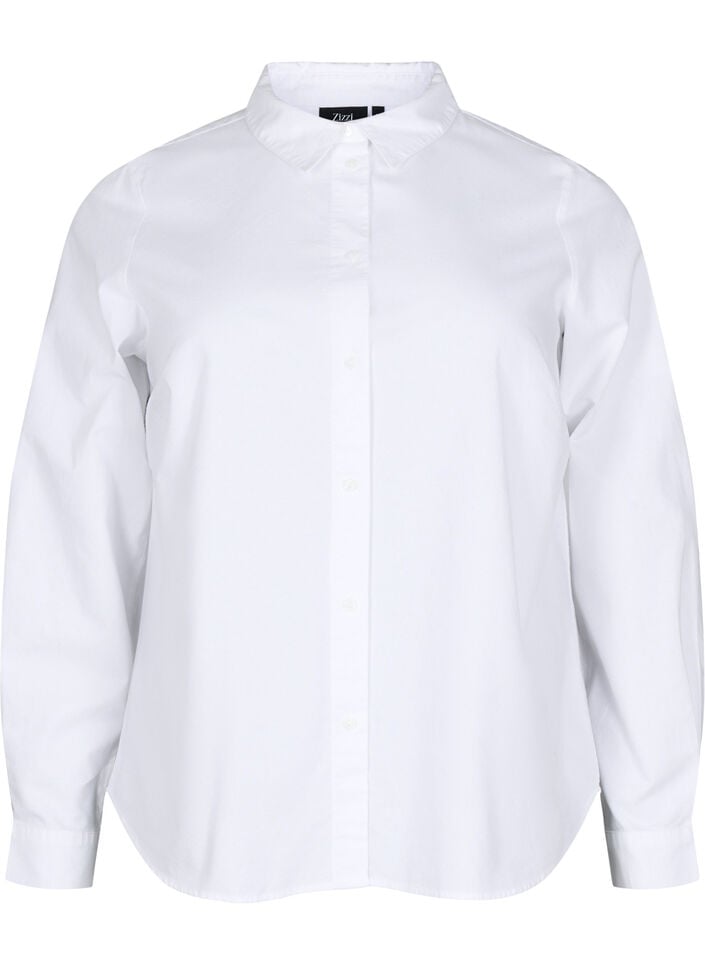 Chemise à manches longues en coton, Blanc, Packshot
