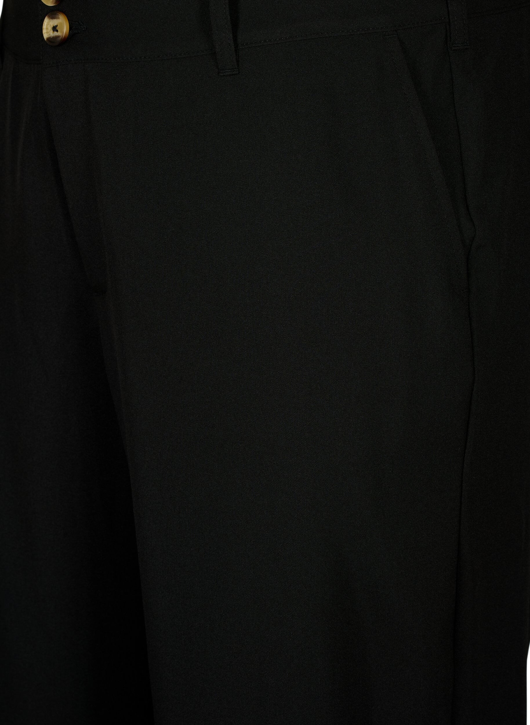 ZizziBroek met hoge taille en omslag, Black, Packshot image number 2