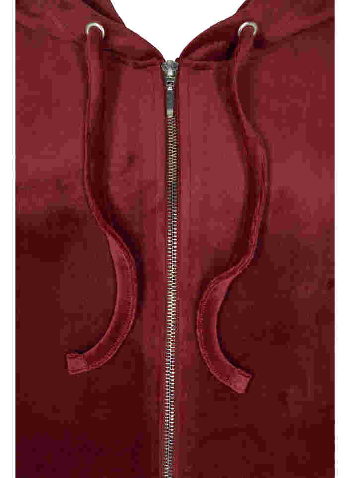 Cardigan en velours avec fermeture éclair et capuche, Cabernet, Packshot image number 2