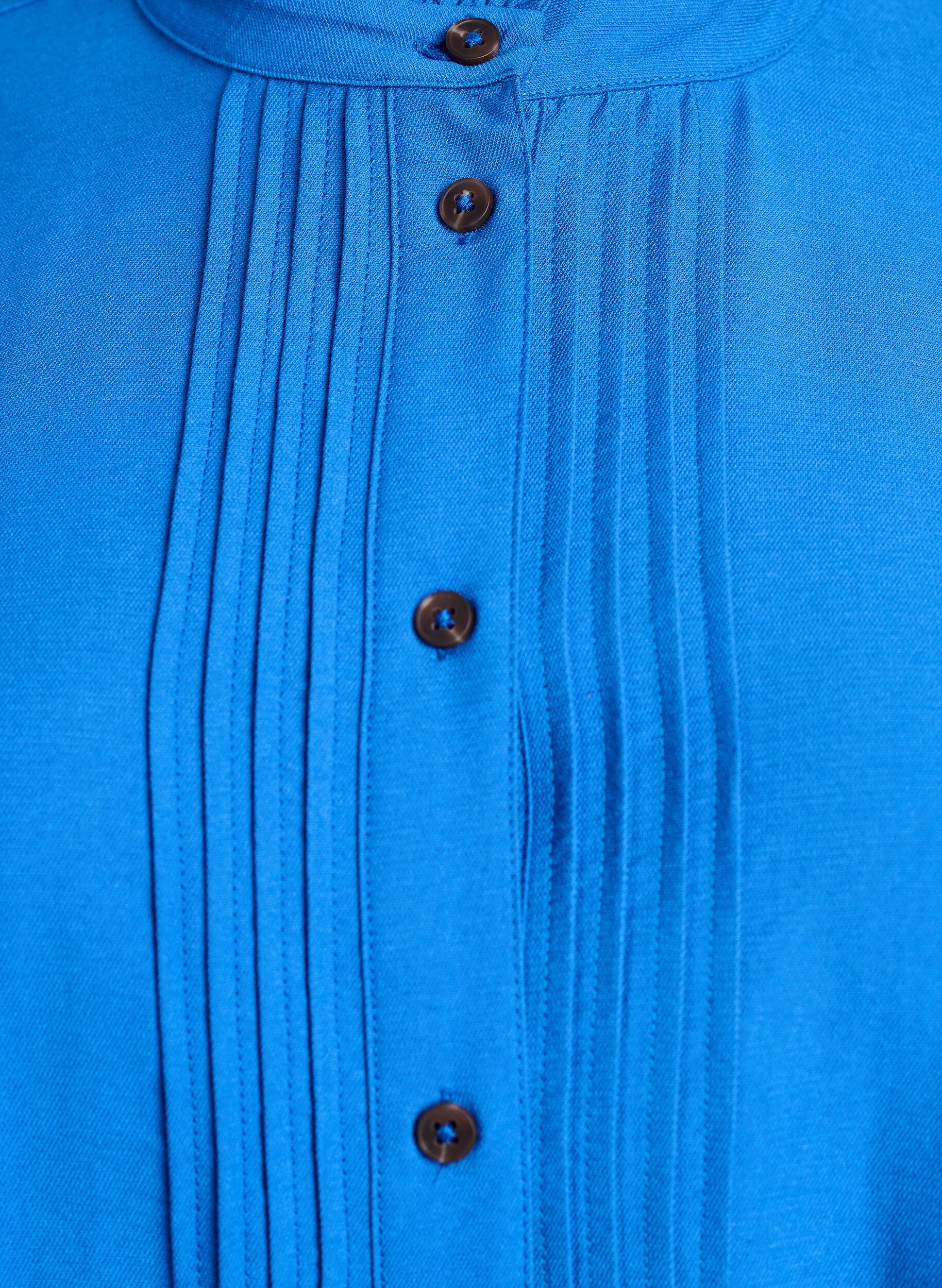 ZizziBlouse met 3/4 mouwen en decoratieve plooien, Blauw, Packshot image number 2