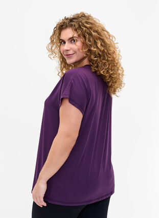 T-shirt de sport ample avec col en V, Purple Pennant, Model image number 1