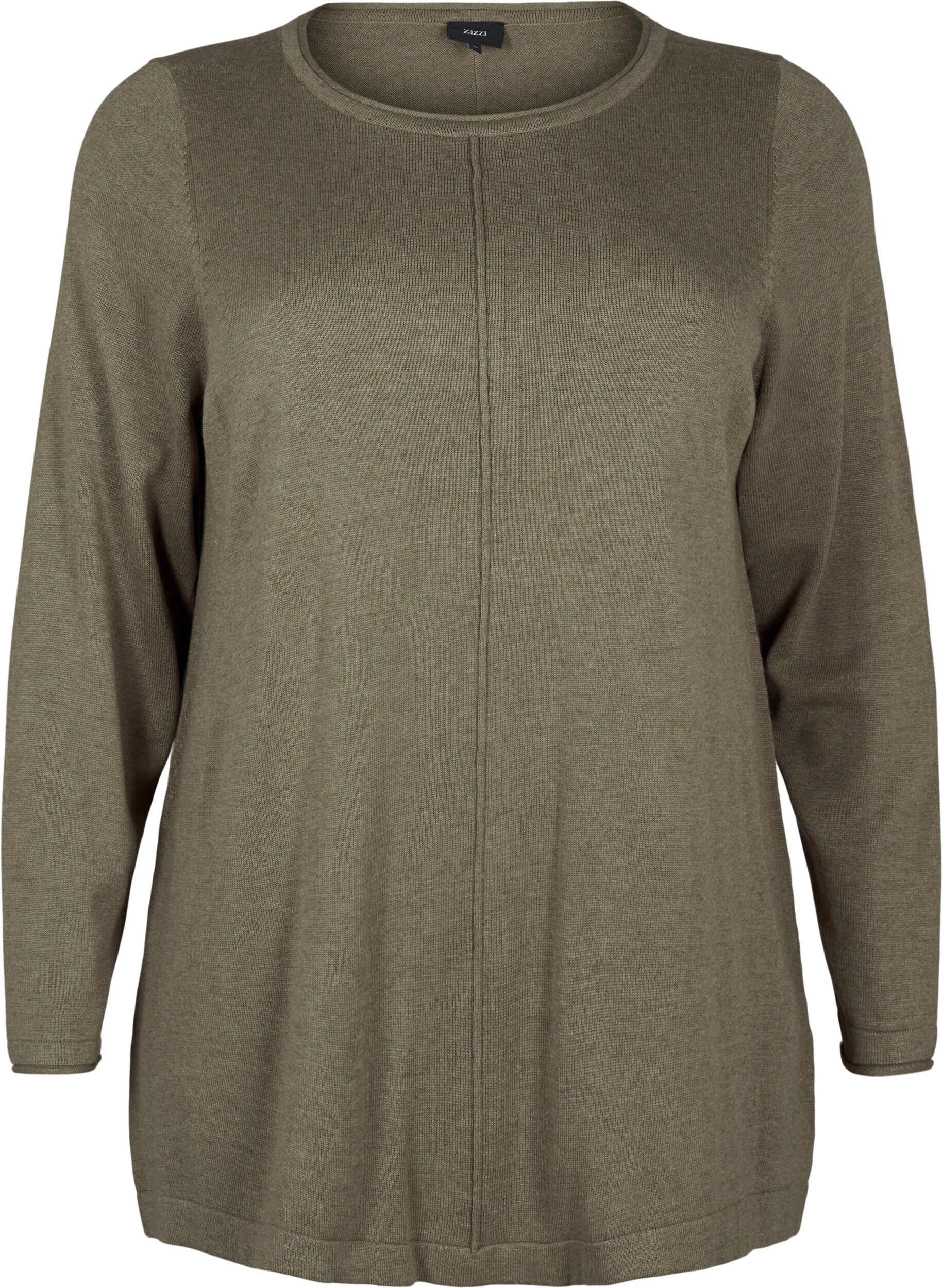 ZizziGebreide blouse gemaakt van katoen en viscose., Groen, Packshot image number 0