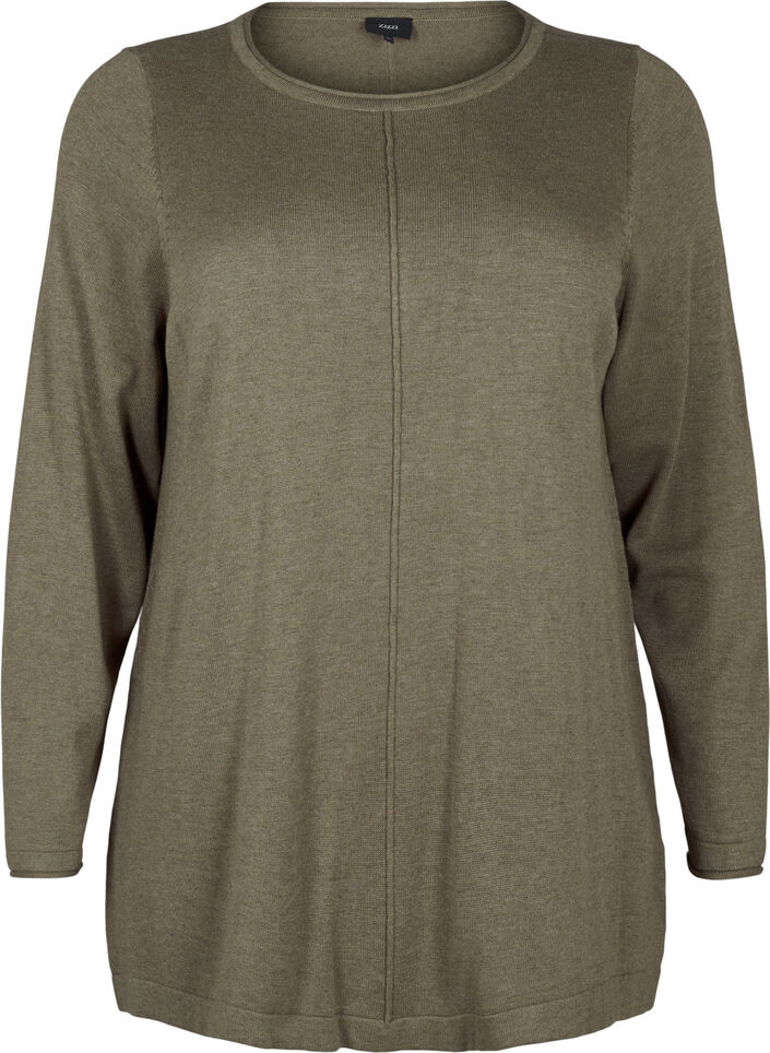 Gebreide blouse gemaakt van katoen en viscose., Groen, Packshot image number 0