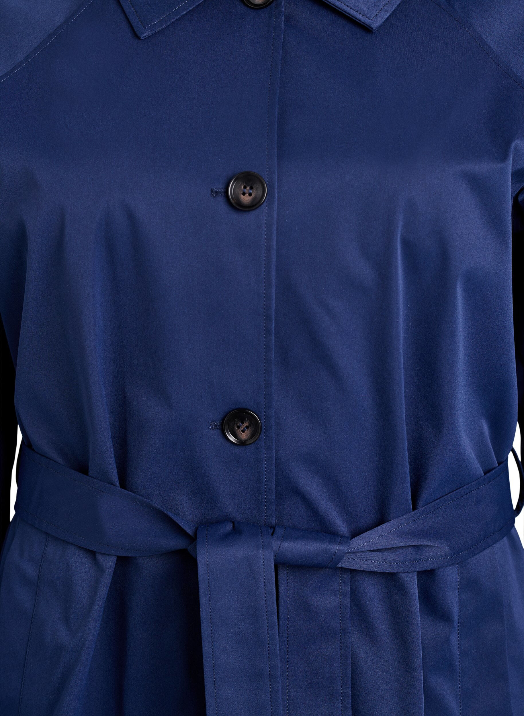 Zizzi Trench-coat avec ceinture et fentes, Bleu, Packshot image number 2