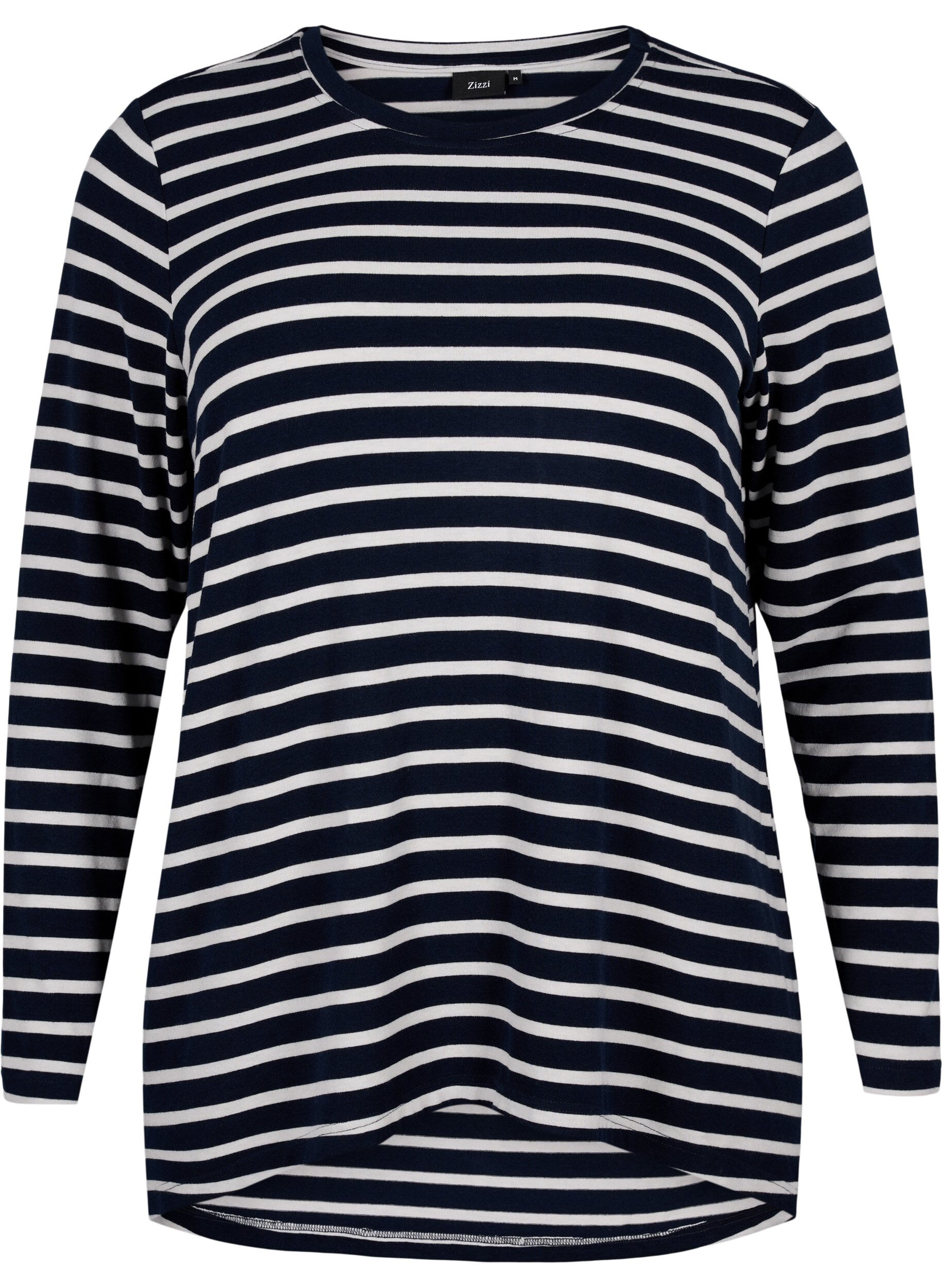 ZizziBlouse met lange mouwen en strepen, Evening Blue Stripe, Packshot image number 0