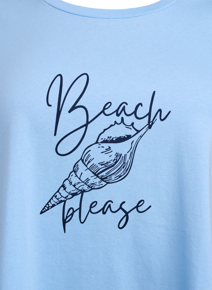 T-shirt &agrave; col rond et coupe &eacute;vas&eacute;e, Bleu, Packshot image number 2