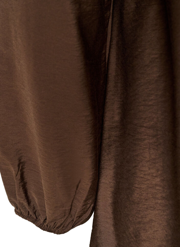 Viscose tuniek met kanten detail, Bruin, Packshot image number 3