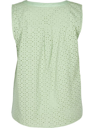 Mouwloze blouse met borduursel anglaise, Silt Green, Packshot image number 1