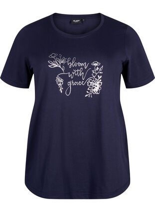 FLASH - T-shirt met motief, Navy Blazer Bloom, Packshot image number 0