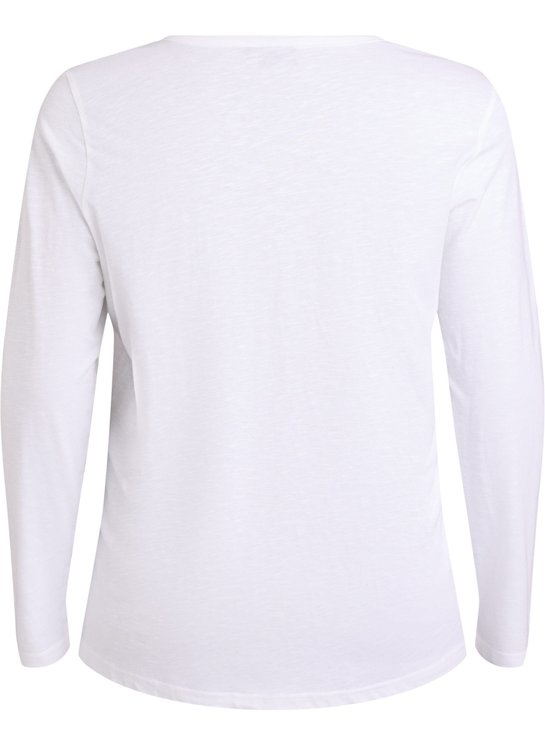 ZizziT-shirt &agrave; manches longues avec col V et boutons, Blanc, Packshot image number 1