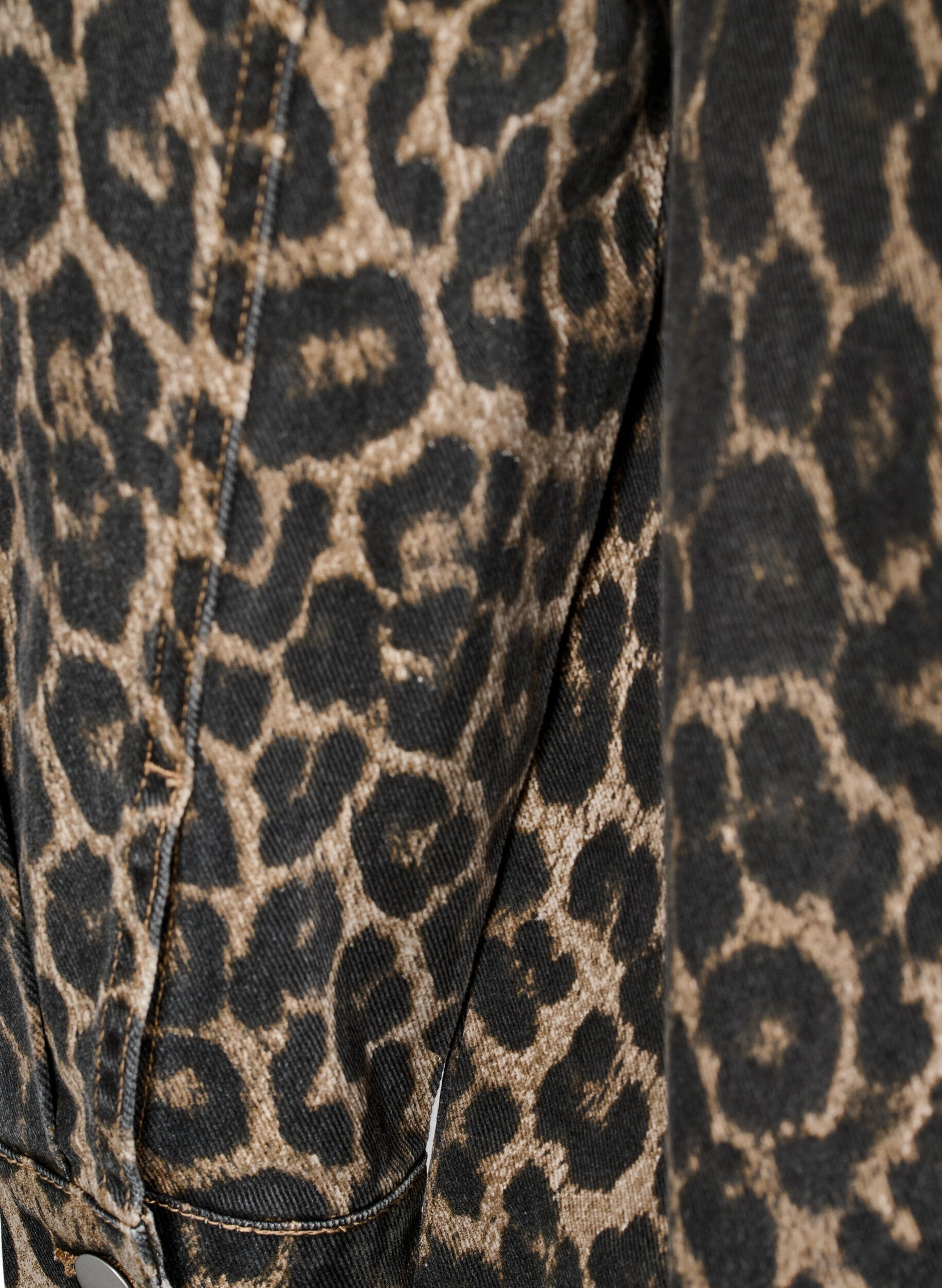 ZizziDenim jurk met lange mouwen en luipaardprint, Bruin, Packshot image number 3
