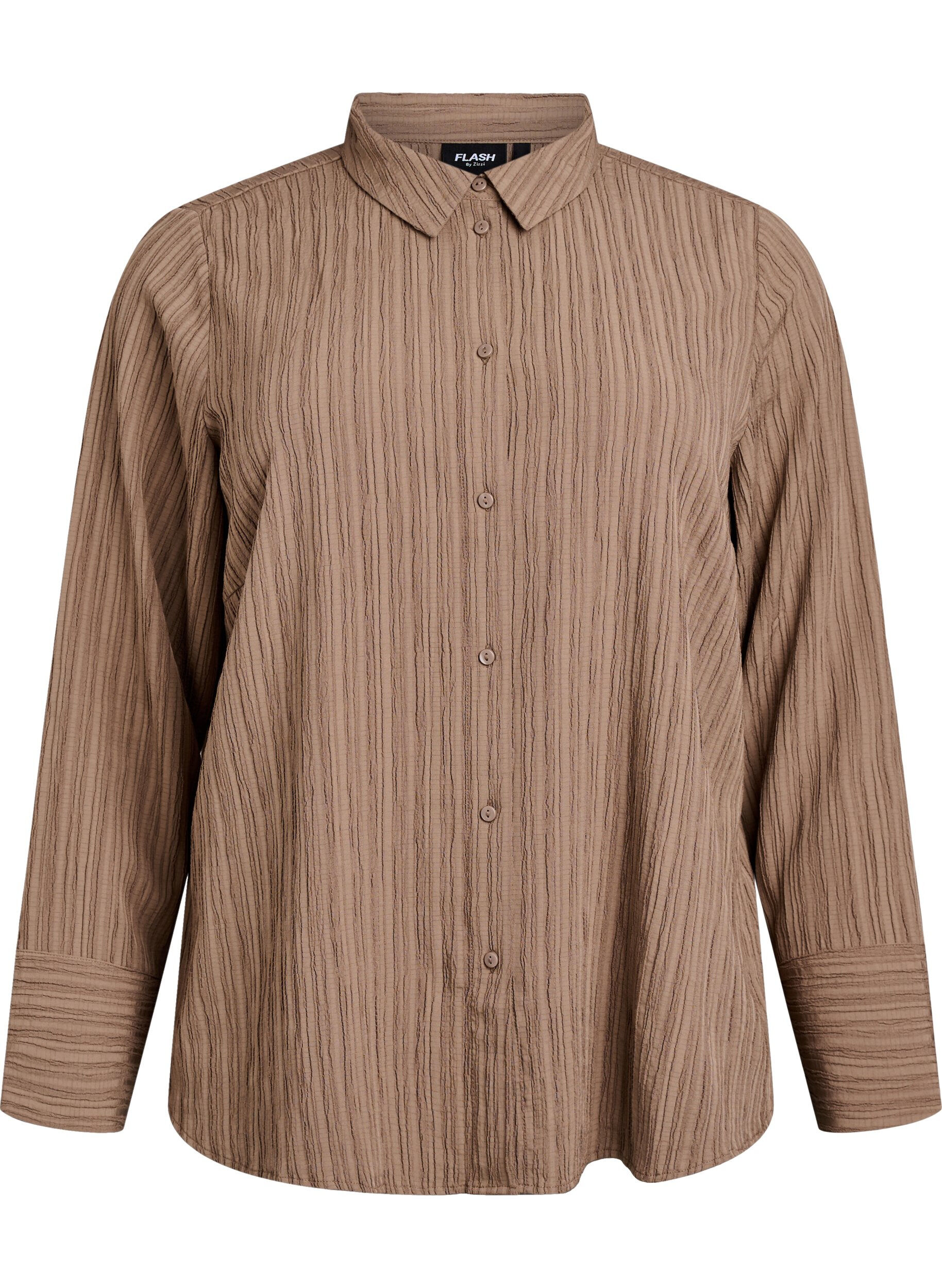 ZizziFLASH - Shirt met textuur, Bruin, Packshot image number 0