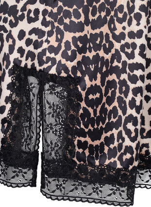 Robe de nuit en imprimé léo avec dentelle, Animal Print, Packshot image number 3