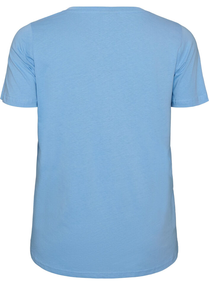 Katoenen T-shirt met V-hals en print aan de voorkant, 0698, Packshot image number 1
