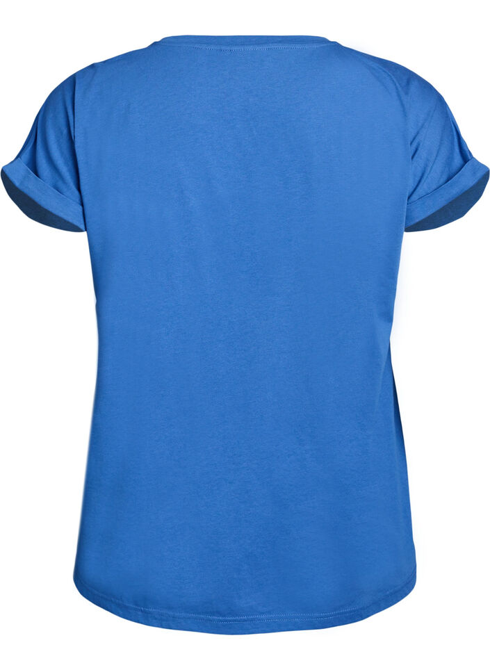 T-shirt &agrave; manches courtes en m&eacute;lange de coton, Bleu, Packshot image number 1