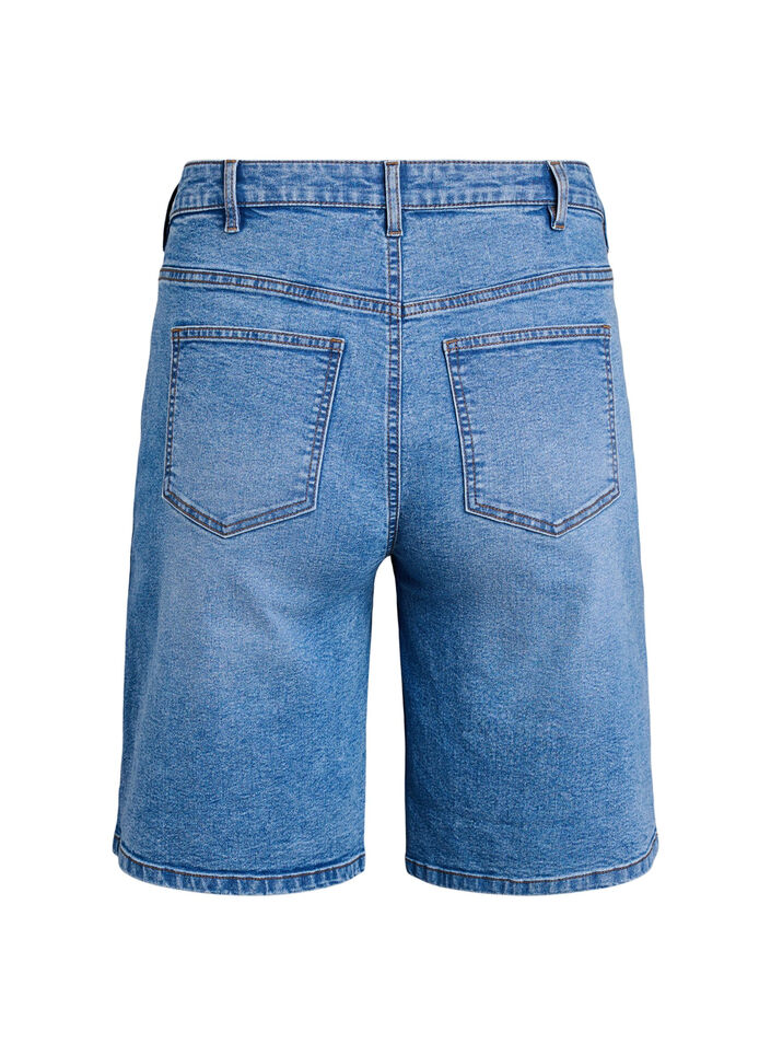 Losse denim shorts met hoge taille, Blauw, Packshot image number 1