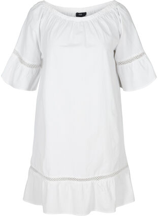 Robe en coton avec manches courtes, Bright White, Packshot image number 0
